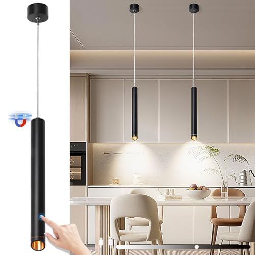 DTSDWA Lampada a sospensione con batteria 6000 mAh, Lampada a sospensione a batteria, Lampade senza alimentazione, regolabile in altezza, magnetica, dimmerabile, Lampada a sospensione cilindrica