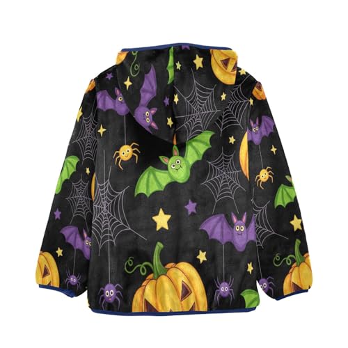 Halloween Themed Bat Spider Toddler Fleece Jacket Girl Boys Hooded Fleece Jacket Coat Warm Outwear Zip-up 3-10T2