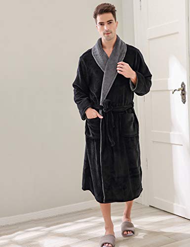 Richie House Men's Warm and Soft Fleece Robe Bathrobe Size S to XL RHM27593