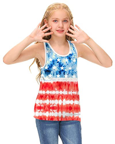 Iimmer Little Girls 4Th Of July Tie Dye Back Bow Tank Tops American Flag Stars Stripes Patriotic Sleeveless Tee Shirt 4 Years #TOP3
