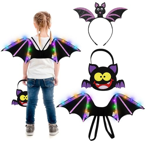 GAROMIA Disfraz de alas de murciélago para Halloween, disfraz para niños y niñas, alas de murciélago, vampiro para Halloween, fiestas, cosplay (rosa)