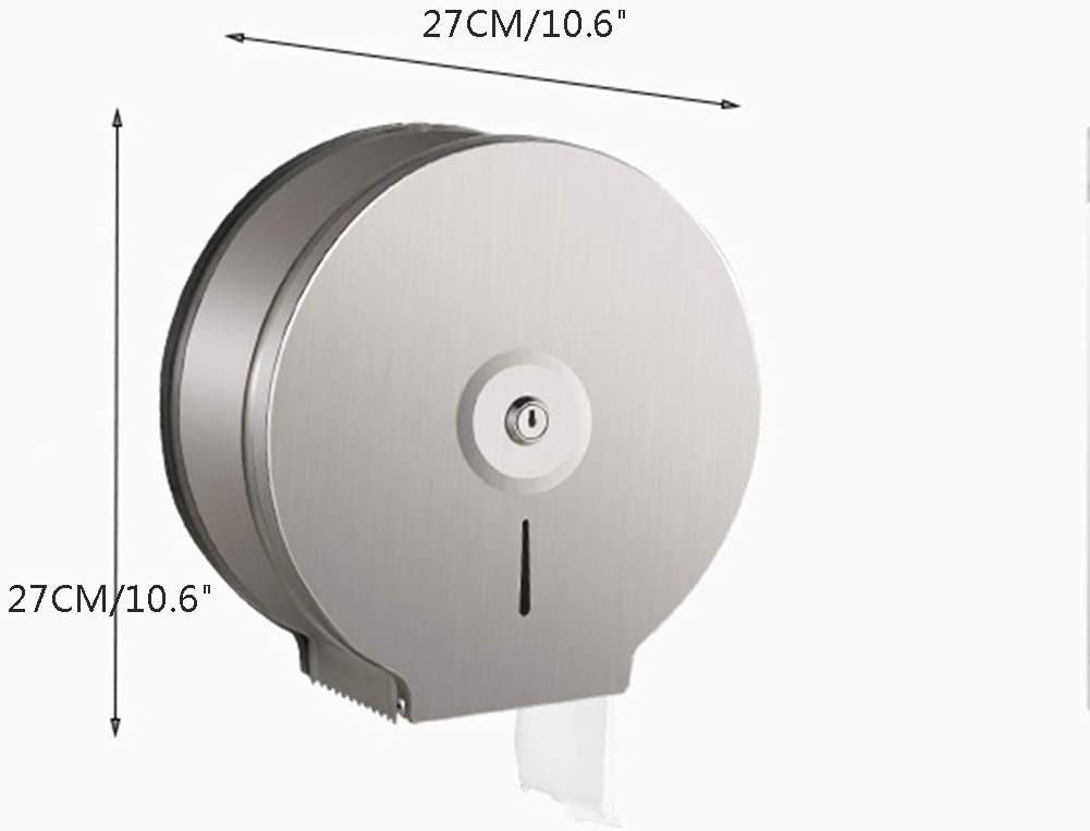 Baño Dispensador de toallas de papel montado en la pared con cerradura Dispensador de toallas de mano de acero inoxidable cepillado Portarrollos Cocina Baño Dispensador de papel higiénico Comercial