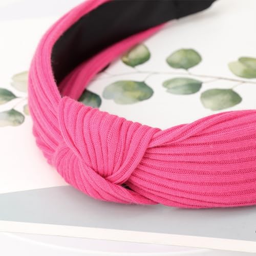 Image of DRESHOW 4 Pack Knotted Headbands For Women Wide Turban Headband Yoga Exercise Ribbing Head Wraps Hair Bands Accessories