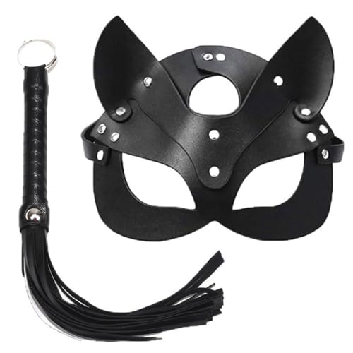 PRAOFRT Ensemble 2 pièces Fouet en Cuir de qualité supérieure avec Manche tressé et Poignet Paddle en Cuir Nubuck, Fouet érotique Premium fouet sexy érotique fouet bdsm