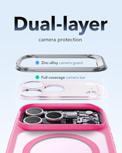 Image of ESR for iPhone 17 Pro Max Case with Stash Stand, Camera Control Cover Compatible with MagSafe, Military-Grade Drop Protection Magnetic Phone Case, Scratch-Resistant Back Cover,Frosted Pink