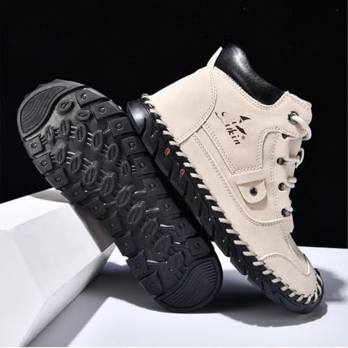 Sawbehind Mens Boots, Comfortable Handmade Leather Boots,Waterproof for Outdoor Work and Casual Shoes Lace-up4