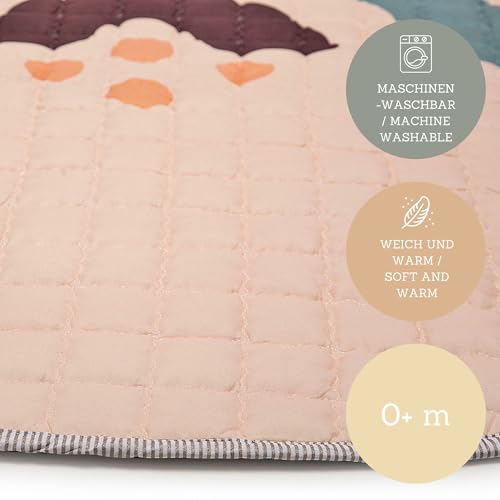 Hakuna Matte Gesteppte Krabbeldecke Baby 150cm, Regenbogen – extra dicke 1,5cm weiche Baby Krabbelmatte – Spielmatte mit rutschfester Unterseite zum Krabbeln, Laufgitter–Maschinenwaschbare Spieldecke