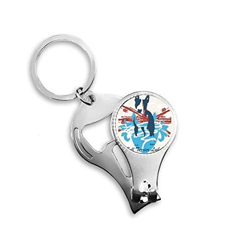 Porte-clés Bull Terrier avec coupe-ongles et décapsuleur intégré