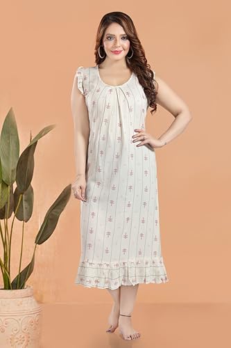 Image of Women's Viscose Blend Comfort Short Nighty with Side Pockets | Soft Printed Short Night Dress for Everyday Wear | Easy to Wear (CS5001)