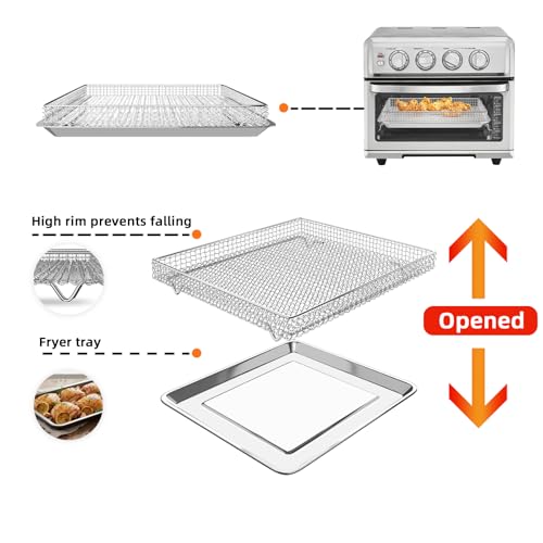 Image of Air Fryer Tray Replacement for Cuisinart TOA-60 TOA-65 TOA-70 Toaster oven tray, 12.4 inchx11 inchAir Fryer Basket and air fryer tray pan, Dishwasher Safe