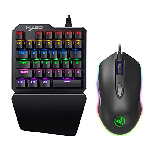 Preisvergleich Produktbild AMLF J100 Gaming-Tastatur 35 Tasten Einzelne Hand USB-verdrahtete Hintergrundbeleuchtung Mechanisches Gaming Einhändig Metallpanel RGB Hintergrundbeleuchtung Tastatur J100+S500