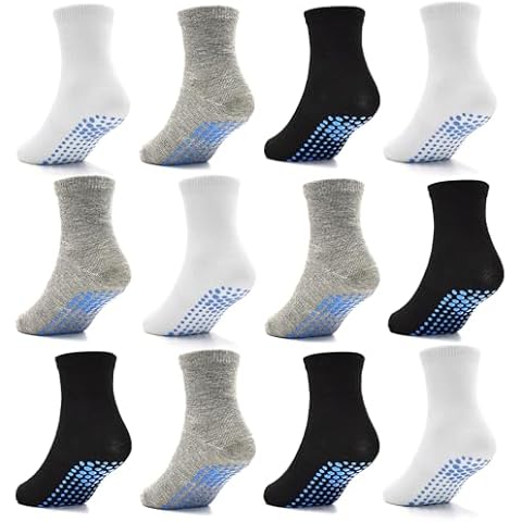 Tphon Toddler Socks with Grippers Toddler Boy Socks for Baby Children 12 Pairs Kids Anti Skid Sock 1-3 Years Cover
