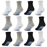 Tphon Toddler Socks with Grippers Toddler Boy Socks for Baby Children 12 Pairs Kids Anti Skid Sock 1-3 Years