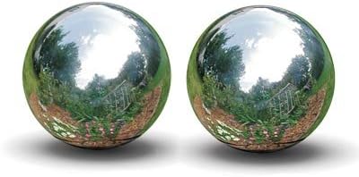 BestNest Rome Stainless Steel Gazing Balls, Silver, 12" Dia., 2 Pack – Shatterproof Mirror Garden Globes with Reflective Finish – Durable Outdoor Decorative Spheres for Lawn, Patio & Pond
