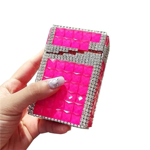Cigarrera Para Mujer - Cigarrera Hombre, Estuche Para Cigarrillos Bling De Lujo Con Bobina, Mini Estuche Delgado Y Portátil Para Cigarrillos Regulares, Caja De Bolsillo(Rose Red)