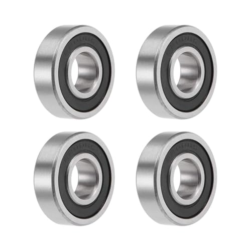 TA-VIGOR 4Pcs 6200/12-2RS Deep Groove Ball Bearings, Z2 12mm x 30mm x 9mm Double Sealed Industrial Bearings, Chrome Steel P0(ABEC1) Skateboard Bearings for Motor Electrical Instrument Equipment