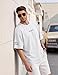 Men's Fashion Oversized T-Shirt Drop Shoulder Baggy Short Sleeve Workout Gym Tshirts Casual Cropped Tee Tops White