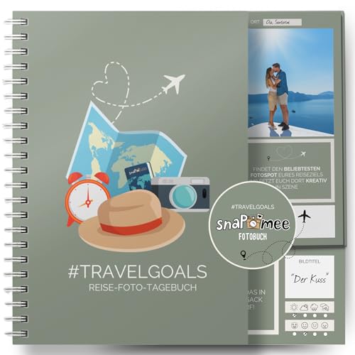 Reise-Foto-Tagebuch by snaPmee - Reisetagebuch mit Fotochallenges & Platz für 50 Erinnerungs-Fotos - Hardcover Fotoalbum für Urlaub Camping & Co das mitwächst (A5 weisse Spiralbindung)