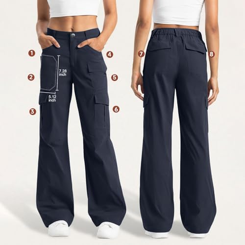 Women's Wide Leg Cargo Pants Tactical Pants Casual Work Pants High Waist Trouser Pants Baggy Cargo Pants with Pockets2