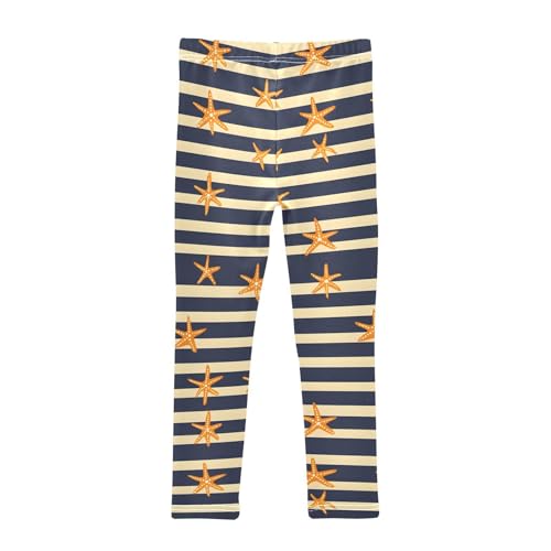 Starfish Stripe Girls Leggings Soft Stretch Workout Yoga Dance Pants for Kids Casual Tights2