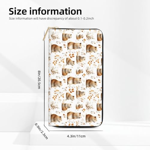Cute Capybara Q Print Wallet Women Men, Long PU Leather Wallets for Women, Cute Womens Travel Wallet Purse Pouch with Zipper Pocket3