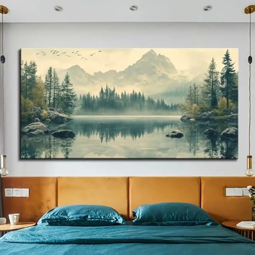 Impression murale montagnes enneigées et forêt décoration intérieure 50x100 - 2