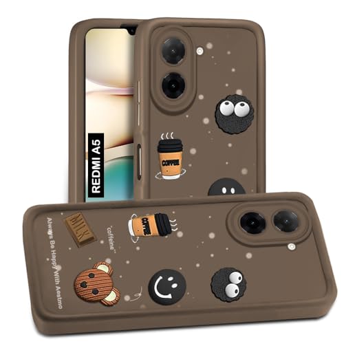 Image of AESTMO Back Case Cover for Poco C71 / Redmi A5 | Cute Fun Cartoon 3D Ball | Coffee Silicone Case | Full Body Protection | Camera Protection Back Cover for Poco C71 / Redmi A5 (Brown)