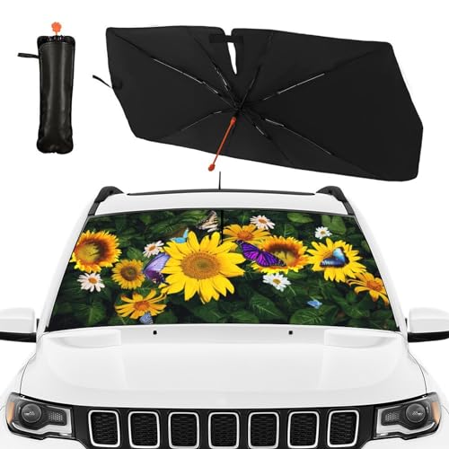 UOER Butterfly Windshield Sun Shade Car Sun Shade Windshield Umbrella Foldable Front…