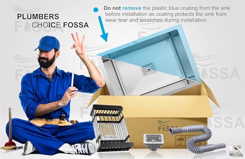 Image of Fossa 21 inchx18 inchx09 inch ๐-๐๐๐๐ ๐๐๐๐๐๐๐๐ Premium Stainless Steel Single Bowl Kitchen Sink | Scratch Resistant, Anti-Stain | Silver (Matte Finish).
