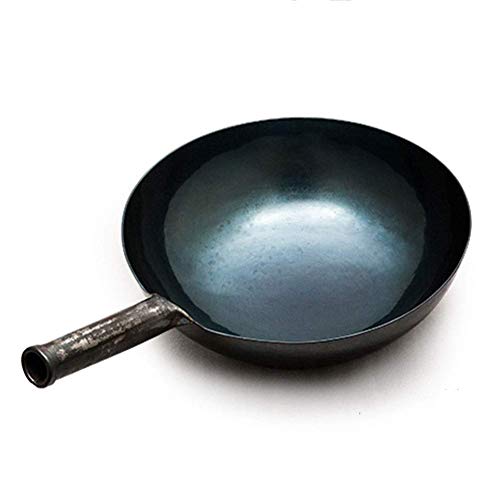 Chinesisches Eisen Wok Kohlenstoffstahl Wok Antihaft Rühren Braten Wok Flachboden Woks Für Elektroherd Induktionsherd Und Gas 12,5 Zoll / 13,3