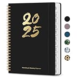 2025 Planner - Weekly and Monthly Planner, January 2025 to December 2025, Spiral Bound 2025 Calendar Planner Book, Inner Pocket, Perfect for Office Home School Supplies - A5 (6.3' x 8.5'), Black