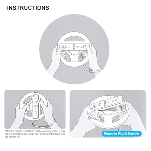 Image of Arrocent Steering Wheel and Zapper Gun Set Compatible with Wii Wii U Remote (Pack of 2, Black)