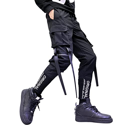 Cekaso Men's Jogger Pants Techwear Harem Sweatpants Cargo Hip Hop Multi-Pockets Streetwear Sports Tactical Track Pant, Black, Tagsize3Xl=Ussizel #TOP2