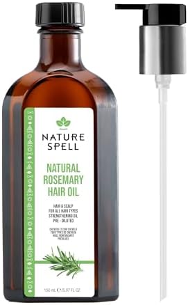 Nature Spell Rosemary Oil for Hair Growth with Pump Dispenser, 5.07 Fl Oz