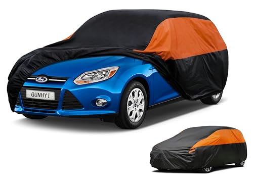 Image of GUNHYI Ford Car Cover Custom Fit Ford Focus Hatchback Waterproof All Weather for Automobiles, Lightweight Full Exterior Cover Outdoor Sun UV Rain Dust Snow Wind Protection.