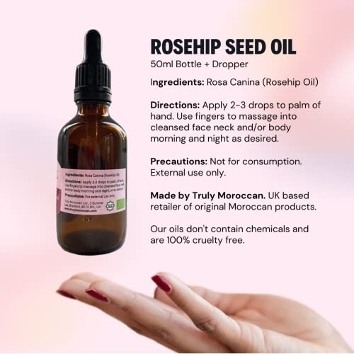 Truly Moroccan 50ml Organic Cold Pressed Rosehip Seed Oil For Face Skin Hair And Body, Pure Rose Hip Extract With Vitamin E - Image 3