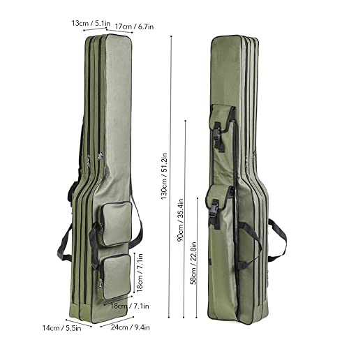 حقيبة صنارة الصيد من هويوب بطبقتين مقاس 130 سم لعمود البكرة والعتاد وحقيبة حمل ومنظم للسفر