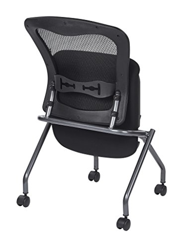 Office Star Deluxe Breathable Progrid Back Armless Folding Chair 2-Pack With Rolling Casters And Titanium Finish Frame, Coal Freeflex #TOP7