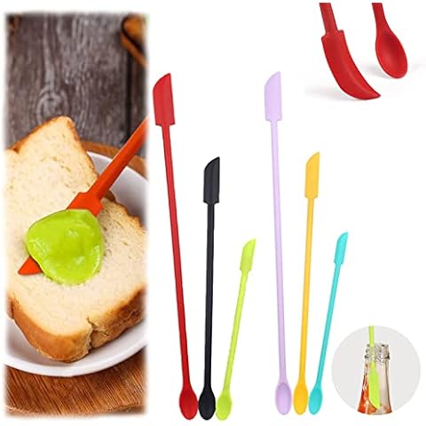 6-Piece Silicone Spatula Set, Mini Jar Scraper Small Silicone Spatula Makeup Spatula Mini Spatula Lotion Stirrer Get Last Drop from Food Bottles Beauty Products Cover