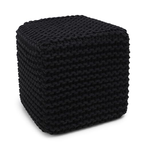 REDEARTH Cube Pouf Foot Stool Ottoman - Hand Knitted Poof