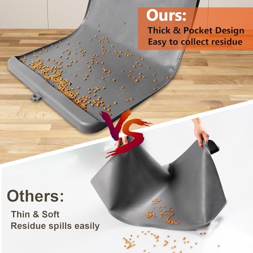 Synvion Hunde Futtermatte Katzen Futtermatte, wasserdichte Haustierfutter Matte für Hunde & Katzen, rutschfest & Mit Hohem Rand, Große 91×61cm Napfunterlage für Futternapf & Wassernapf