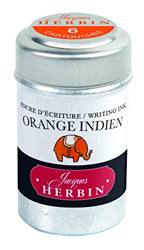 Jacques Herbin 20157T - Naboje atramentowe x6, kolor indyjskiej pomarańczy