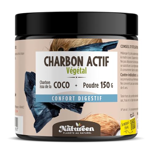 Charbon Végétal Activé en Poudre - 150 g - 100% Issu de Coques de Noix de Coco
