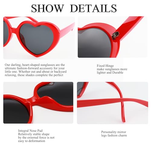 WZWLKJ Heart Sunglasses for girls Polarized UV 400 Protection Love Heart Sunglasses Vintage for Outdoor Beach Age 3-10 Years3