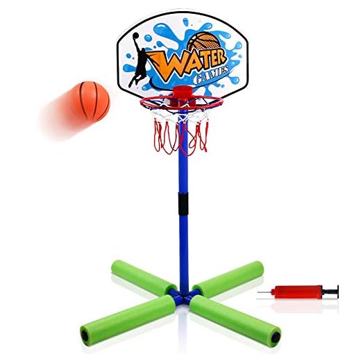 Canasta Baloncesto Niño Exterior Interior Juegos Baloncesto Niño Jardin Juegos de Agua Juego de Baloncesto Infantil Estable y Desmontable para Juguetes niños 3 años + (Incluyendo Inflador y Pelota)