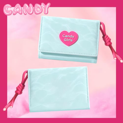 Sunwel Fashion Cute Y2K Wallets with Contrast Colors Credit Card Holder & ID Window (BLUE)4