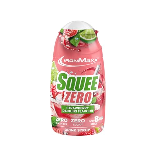 IronMaxx SqueeZero Fresa Daiquiri 65ml - Sirope Sin Azúcar ni Calorías | Prepara Hasta 8L de Bebida Refrescante | Sabor Intenso, Ideal para Dietas y Vida Saludable