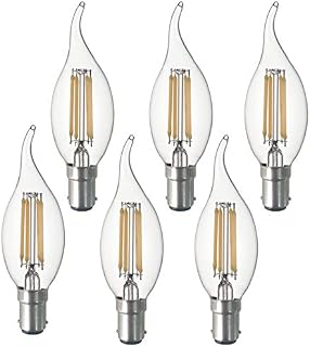 SD LUX B15 LED Candle Bulbs Vintage Filament Led Light Bulbs,CA35 No Flicker Small Edison Bayonet LED Chandelier Bulbs - 4W (40W Equivalent) 450LM Warm White 2700K,6 Packs.