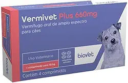 Biovet Vermífugo Vermivet Plus 660Mg Para Cães - 4 Comprimidos