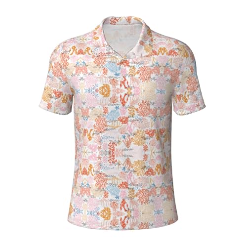 Polo respirant manches courtes homme imprimé corail style casual bureau